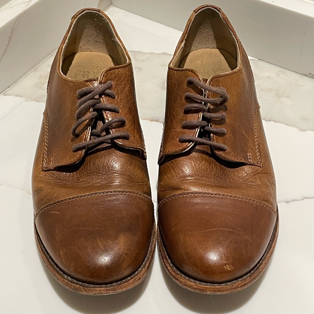 FRYE Men's Brown Leather Cap-Toe Oxford Dress Shoes
